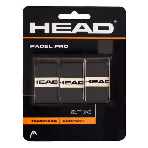 PADEL PRO REGULAR 3X BLACK OVERGRIP PADEL HEAD
